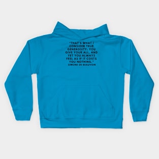 quoute Simone De Beauvoir Kids Hoodie